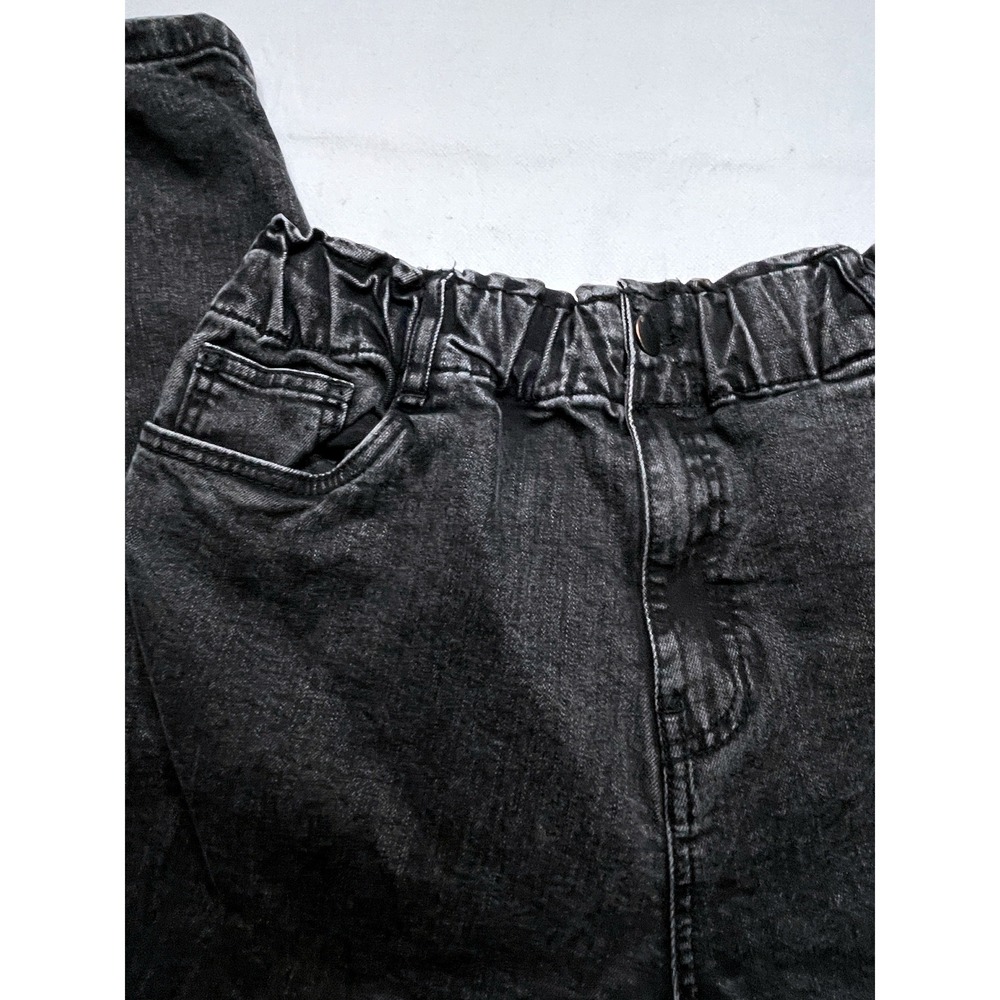 Jones Stores Slouchy Jeans Women 28 Washed Black Paperbag Stretchy Waist Tapered - Picture 2 of 12